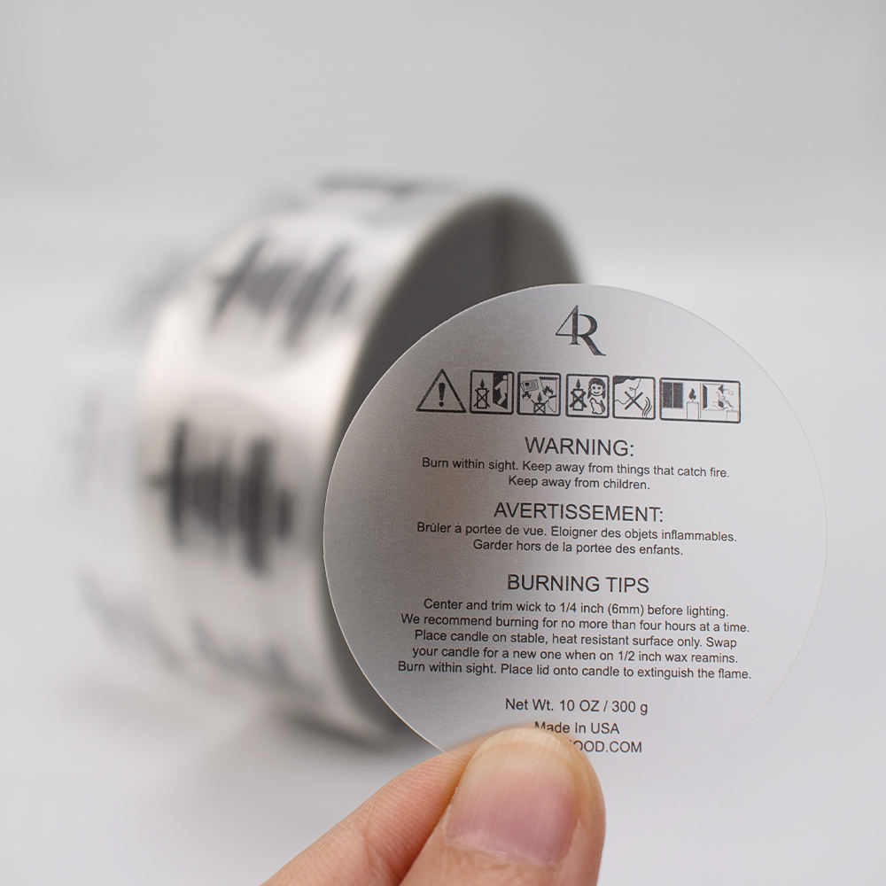 Exemple d'autocollant transparent en PET/BOPP avec pelliculage mat