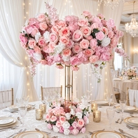 Zartrosa Tischblumen-Centerpiece Seidenrosen-Hortensien Blumenarrangement Hochzeitsempfang Tischdekoration