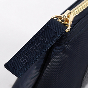 Navy See-Through Mesh <b>Mini</b> Coin Purse with Gold Zipper and Sequin Detail for Coins, Small Cosmetics and Everyday Essentials - Product Image 4