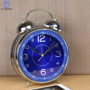 Đồng hồ Báo Thức Lớn chuông kỹ thuật số Chuông Đôi Máy Tính Để Bàn Lớn Thạch Anh 8 inch Retro Đồng hồ kim loại bảng im lặng kim phòng khách
