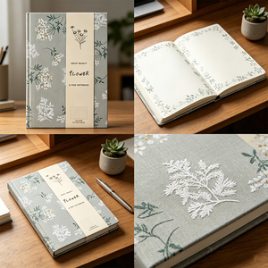 Sheng Kang Packaging Flower Hardcover Notebook A5 240 Page Fabric Cover Digital Printing Sewing Binding Gift Composition <b>Book</b> - Product Image 5
