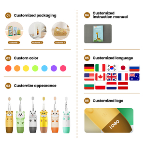 Brosse à dents électrique automatique pour enfants, motif <span class=keywords><strong>dessin</strong></span> <span class=keywords><strong>animé</strong></span>, 4 modes, CE FCC, brosse à dents sonique en silicone souple, vente en gros - Product Image 5