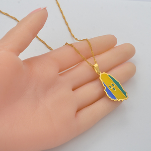 Collier pendentif carte de Saint-<span class=keywords><strong>Vincent</strong></span>, chaîne à vagues d'eau, acier inoxydable, motif en forme de voiture des Antilles Mineures, excellente idée cadeau - G098421 - Product Image 2