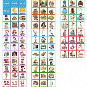 แผ่นตารางกิจวัตรประจำวันเด็กแบบติดผนังทำจากผ้าสักหลาด ขายดี พร้อมการ์ด 96 ใบ สำหรับบันทึกกิจกรรมและรางวัล - Product Image 5