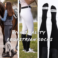 Échantillon gratuit Chaussettes à bottes équestres au genou Sublimation personnalisée imprimée pour l'équitation Logo positionné en bas