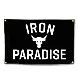 Interior Exterior 3x5 Ft Funny Gym Iron Paradise Banners Banderas con 4 ojales de latón