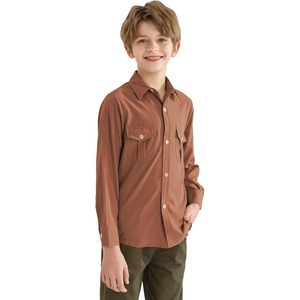 Camisa de Vestir de Manga Larga para Niños, con Botones, Tela Oxford, Bolsillo en el Pecho, Corte Regular - Product Image 2