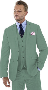 Costume de mariage d'été trois pièces en <span class=keywords><strong>lin</strong></span> très vendu pour hommes <span class=keywords><strong>Blazer</strong></span> à double boutonnage imprimé rétro pour mariés pour les fêtes de bal - Product Image 6