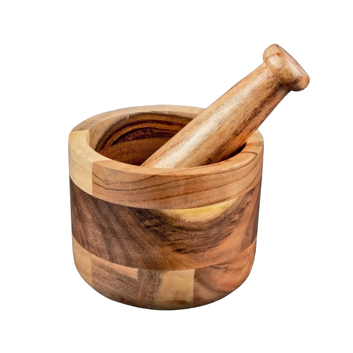 Buatan tangan Acacia Wood Mortar dan alu sempurna untuk penggiling untuk bumbu bawang putih rempah-rempah kayu & penggunaan penting dapur