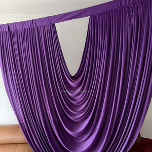 Guirlandes baroques préfabriquées de couleur violette avec poche pour tringle, en spandex, à volants, rideaux extensibles, draperies de plafond - Product Image 1