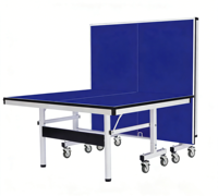 Table de tennis de table pliable et mobile en gros, table de ping-pong de taille réglementaire avec roues pour l'intérieur et l'extérieur