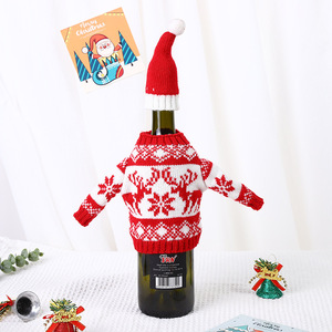 Décorations <span class=keywords><strong>de</strong></span> fête <span class=keywords><strong>de</strong></span> noël noël bouteille <span class=keywords><strong>de</strong></span> vin pull couverture <span class=keywords><strong>robe</strong></span> en tricot père noël renne bonhomme <span class=keywords><strong>de</strong></span> neige bouteille <span class=keywords><strong>de</strong></span> vin <span class=keywords><strong>robe</strong></span> chapeau couverture - Product Image 2