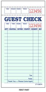 Libreta de Comandas TM-G3674 con Tinta Transparente, 2 Partes, para Restaurante, 50 Juegos, Tarjetas Numeradas Desprendibles, Factura en Cartón Repujado - Product Image 2