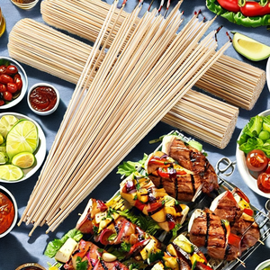 China Factory Food Grade Bamboo Skewer with Long Handle <strong>Kebab</strong> Style <strong>Kebab</strong> Stick for Charcoal <strong>Grills</strong> Round BBQ Tool - Product Image 3