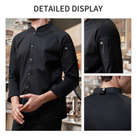 Veste de chef unisexe à manches longues, simple boutonnage, uniforme de cuisine pour hommes, veste de chef pour restaurant et bar