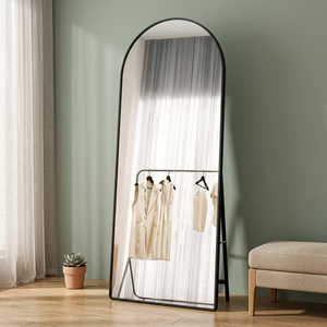 Specchio a Figura Intera Smartspace Nero Minimalista con Cornice in Metallo Arcuata 65x170cm, da Terra o da Parete, per Casa, Camera da Letto, Bagno - Product Image 2