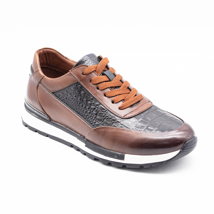 Men's Sports Crocodile Leather Casual Shoes Comfortable Trend New Leather Sneakers