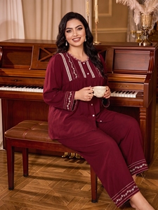 Elegante Conjunto de Pijama de Maternidad Estilo Dubái, Ropa de Dormir Modesta Islámica para Mujeres Embarazadas - Product Image 1