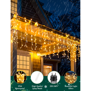Aigostar 100 LED luci della tenda di natale 3M + 5M * 0.4M 8 modalità IP44 bianco caldo per matrimoni e feste di Halloween - Product Image 3