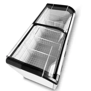 Congeladores horizontais de peito 420 l, melhor venda, congelador de vidro profundo e horizontal, para porta de superfício, refrigeração horizontal