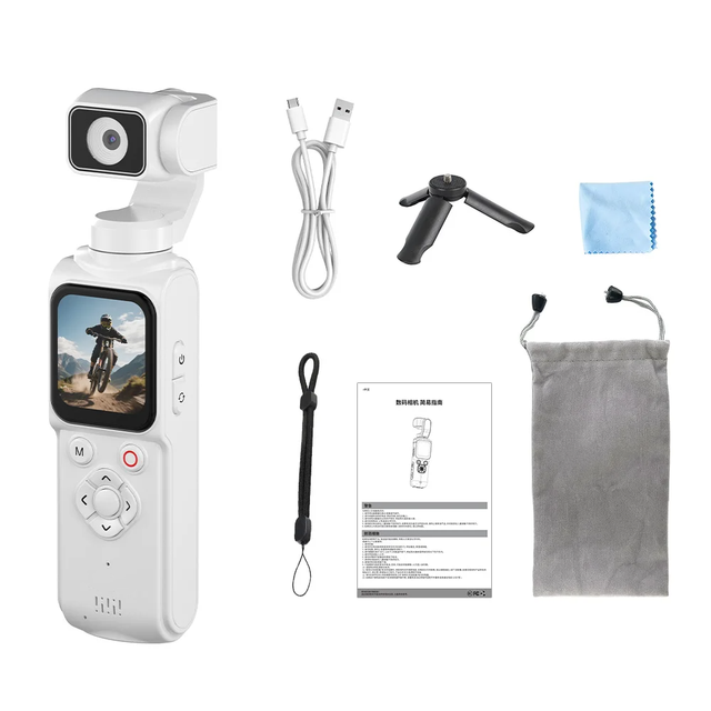 AT-M105 Vlogging Camera Pocket Camera 3-Axis Gimbal Stabilizer Fast Focusing Face/Object Tracking Digital Video