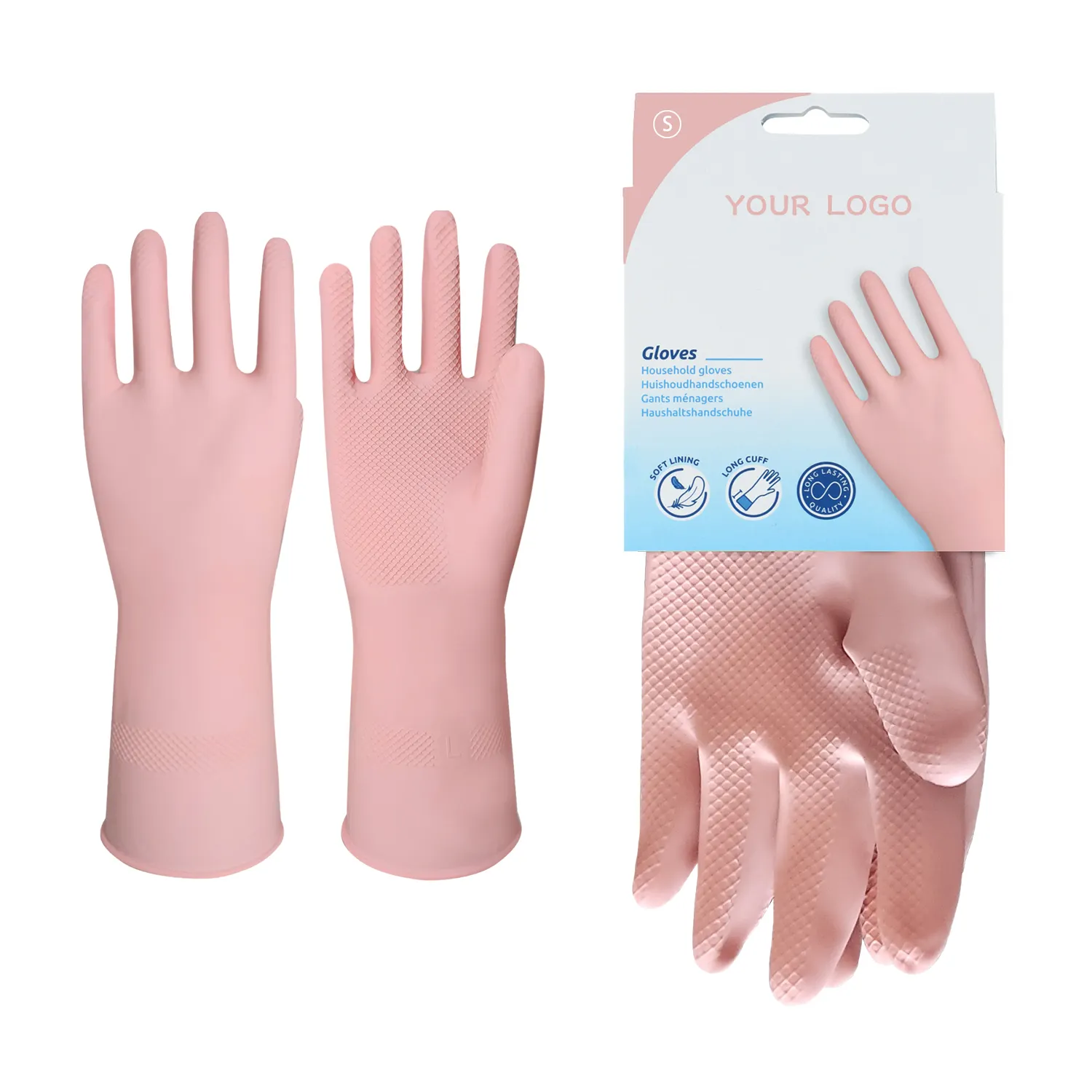 Gants de cuisine en latex de caoutchouc naturel à prise texturée sur mesure gants de nettoyage de voiture et de maison améliorés antidérapants