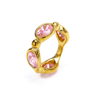 Français ins élégant style ancien ovale couleur zircon titane acier bague femme minorité haute qualité plaqué or <span class=keywords><strong>bijoux</strong></span> à la main - Product Image 4