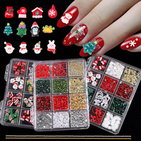 Accesorios de Resina para Uñas de Navidad, Lindos Adornos de Árbol de Navidad, Campanas, Estrellas, Accesorios para Uñas DIY para las Fiestas