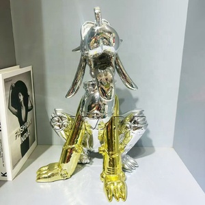 ประติมากรรมสุนัขการ์ตูนไฟเบอร์กลาสชุบโครเมียม รูปทรงขนมหวาน ป๊อปอาร์ต เหมาะสำหรับตกแต่งห้างสรรพสินค้า บ้าน ร้านค้า ประตู บาร์ ของตกแต่งบ้าน สุนัขน่ารัก - Product Image 4