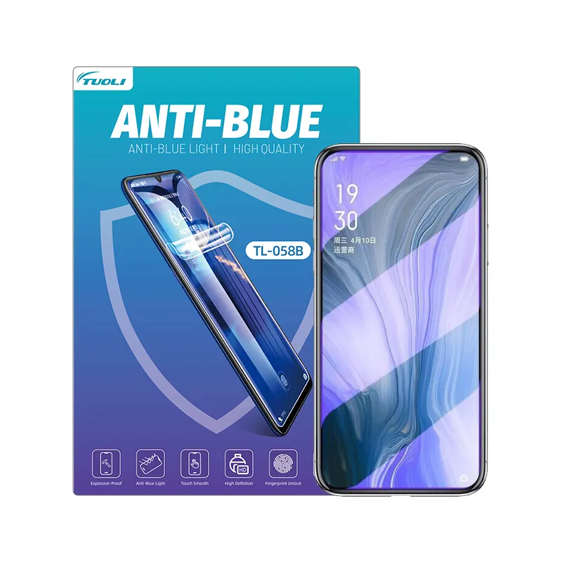 TuoLi LOGO personalizzato a prova di esplosione con filtro Anti luce blu pellicola idrogel proteggi schermo in vetro