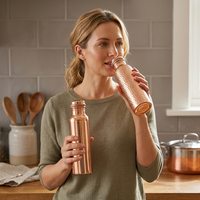 Bouteille d'eau en cuivre écologique de qualité supérieure, revêtement anti-corrosion BS International NA80, pour l'extérieur, compatible lave-vaisselle et eau bouillante