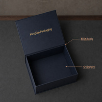 Boîte cadeau noire marine à couvercle rabattable avec texte imprimé pour présentation de cadeaux, emballage de vente au détail, affichage de marque personnalisé et fourniture de cadeaux