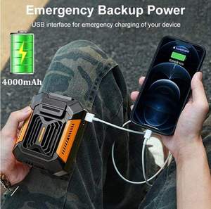 Quạt đeo eo di động 4000mAh, tích hợp pin dự phòng, đèn <span class=keywords><strong>LED</strong></span>, 3 tốc độ, quạt đeo cổ dùng cho công việc ngoài trời - Product Image 3