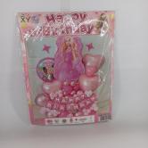 Vestito in chiffon per bambine, lunghezza al ginocchio, con maniche a sbuffo, stampa cartone animato, linea ad A, colletto a bambola, primaverile, carino, lavabile, 100% poliestere PD-011 - Product Image 1