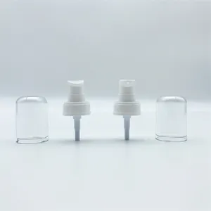 Di alta qualità bianco cosmetico PP lozione pompa testa bottiglia Dispenser con tappo rotondo trasparente 20/410