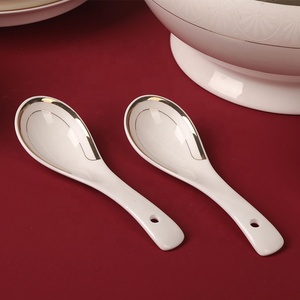New 60Pcs Luxury European Gold Edge Kitchen Accessories Bone China <b>Dinnerware</b> Sets - Product Image 5