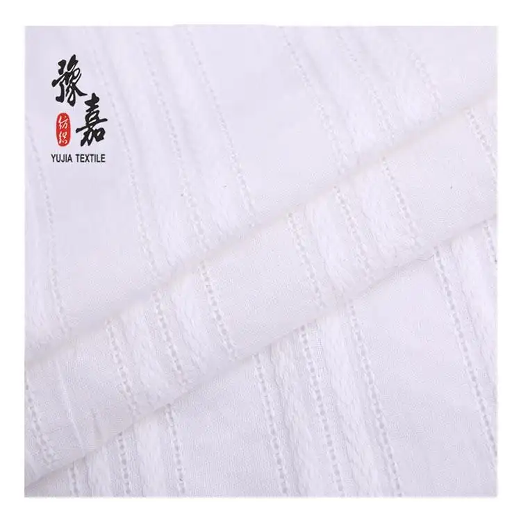 Bellissimo design 40*40s 70gsm plain white woven jacquard leno 100% tessuto di cotone per abiti camicie