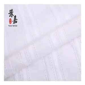 Beautiful design 40*40s 70gsm plain white woven jacquard leno 100% cotton fabric for garment shirts dresses