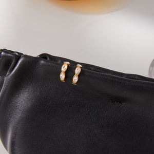 J & D Minimalista Clásico Zircon <span class=keywords><strong>Cuff</strong></span> Earring18K Chapado en oro Acero inoxidable Impermeable Marcasita <span class=keywords><strong>Cuff</strong></span> Earring - Product Image 5