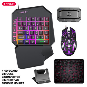 One Handed Gaming <b>Keyboard</b> Wired Compact Mechanical Feel RGB Backlit Keypad with Mouse and Docking Pad - Product Image 2