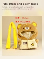 Tenue de poupée mignonne avec capuche d'ours, vêtements en coton pour poupées de 10 cm et 13 cm, ensemble de déguisement de dessin animé pour poupées en peluche