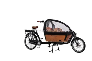 Bici elettrica cargo 2 ruote box anteriore bicicletta con 2 seggiolini per bambini per la consegna <span class=keywords><strong>bakfiets</strong></span> EU market - Product Image 5