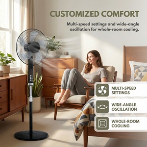 Ventilateur sur pied 18 pouces tendance 2026 avec télécommande, ventilateur électrique numérique, ventilateur oscillant haute vitesse pour chambre à coucher - Product Image 1