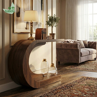 Table console en bois moderne en forme de C, style industriel rustique, à glisser sous le canapé d'entrée, meuble d'appoint personnalisable pour la vente en gros