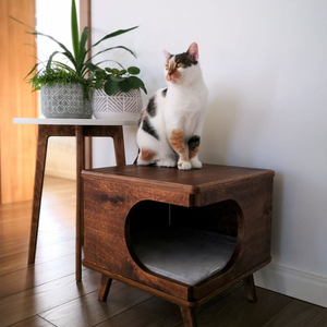 Commercio all'ingrosso in legno fatto a mano tavolo per gatti stile casa per gatti <span class=keywords><strong>prodotti</strong></span> per animali domestici nido naturale per animali domestici Non tossico - Product Image 4