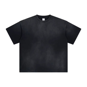OEM&ODM High Quality Custom Vintage Acid Washed <b>t</b> <b>Shirt</b> Distressed Boxy <b>Cropped</b> Dtg Print <b>t</b> <b>Shirt</b> for <b>Men</b> - Product Image 5