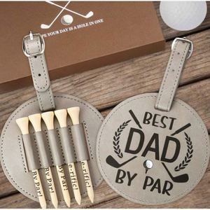 Cross-border in Stock PU Leather Golf Tee Hanging Cover Gravure laser Balle de golf Nail Fork Ball Label Tag Listing - Product Image 4