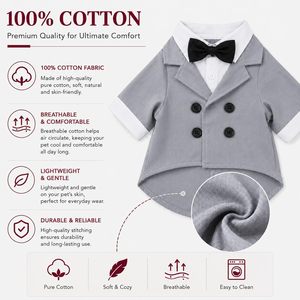 Qiqu Pet Supplies – Nouvelle tenue de créateur personnalisée pour bouledogues, costume de chien formel avec nœud papillon <span class=keywords><strong>noir</strong></span>, vêtements de mariage pour pugs - Product Image 2