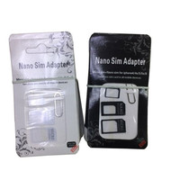 Adaptador de tarjeta Nano SIM 4 en 1 Adaptador micro SIM con paquete minorista de llave de expulsión de PIN para iPhone 5/6/6S/Samsung