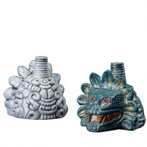 Ocarina artisanale authentique en résine, style aztèque, <span class=keywords><strong>serpent</strong></span> plumeux maya, fantôme de la mort, accessoire d'instrument de musique pour Halloween - Product Image 2